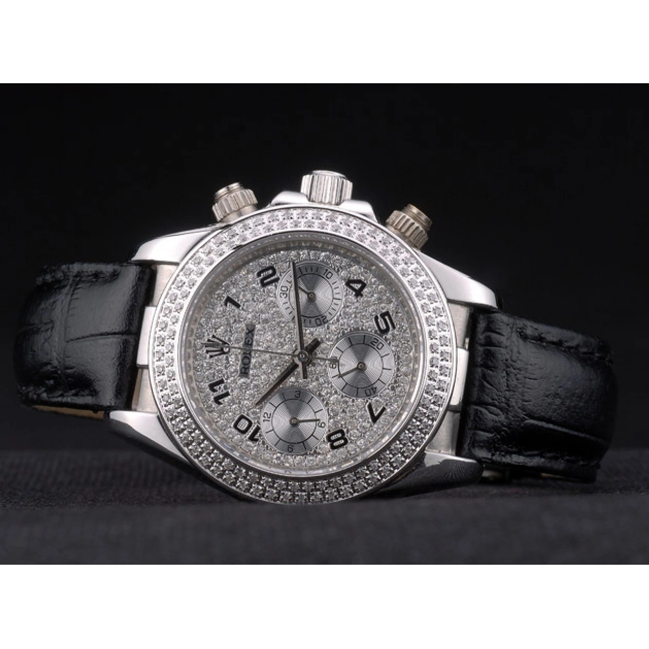 MiroTime 0719 Rolex Daytona Lady Stainless Steel Case Crystal Studded Bezel Crystal Studded Dial
